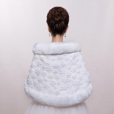 China New Arrival White Bridal Jackets Faux Fur Wraps Bridesmaid Faux Fur Shrug Cape Stole Shawl Bolero Jacket Coat for sale