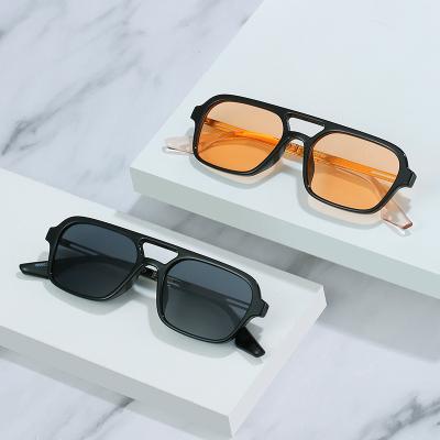 China 2022 Fashion Sunglasses New Hot Selling Brand Designer Shading Double Beam Square Frame Sunglasses Custom Wholesale For Unisex for sale