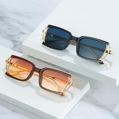 China Fashion Sunglasses 2022 New Spring Style Luxury Metal Frame Personality Glass Sun Shades Women Fashion Square Custom Logo Hollow Sunglasses for sale