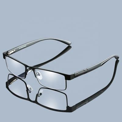 China Cheap Promotional Men Light Blue UV Reading Glasses Older People Prescription Glasses Metal Frame Custom Rectangle Glasses 100% 400 Protection Anti for sale