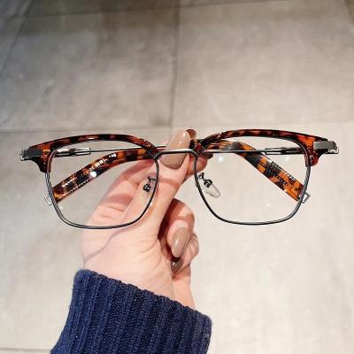 China 400 UV protection oculos protection nose resin glasses rectangle uv400 glasses glasses frame vintage leopard frame tr90 semi glasses for sale