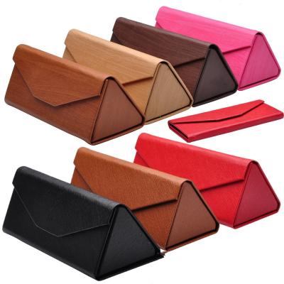 China 100% UV Protection 400 Sunglasses Cases Box Custom Large Triangle Folding Box Custom Large Triangle Glass Magnetic Leather Foldable Box Packaging Box For Eyeglass for sale