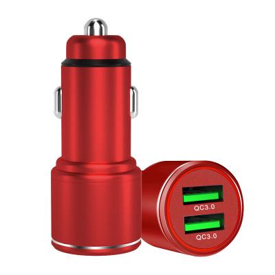 China Universal 24V Car Charger Adapter 2 Port Metal Fast Charging Dual USB QC3.0 Type C Android Car Charger for sale