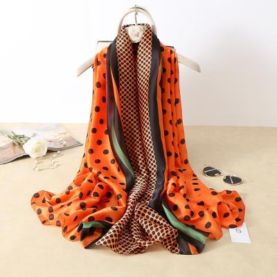 China Wholesale custom long silk scarf fashion printed silk scarves for women elegant satin feel silk hijab for sale