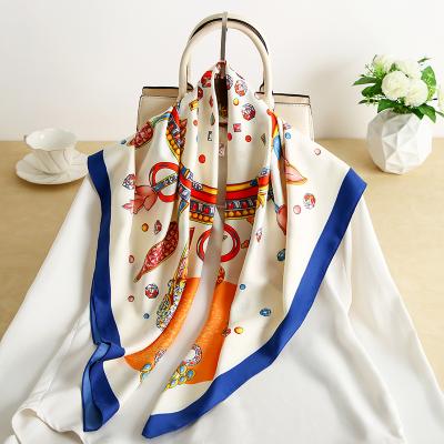 China New Design Square Fashion Casual Ladies Square Polyester Silk Satin Scarves For Elegant Women for sale