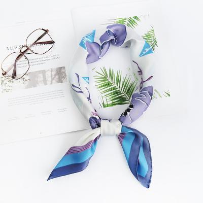 China Wholesale Custom Silk Square Scarves Fashion Printed Design Polyester Satin Square Scarf For Elegant Women for sale