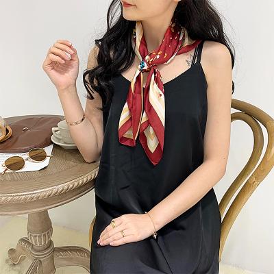 China Square fashion high quality classic women's 70*70cm polyester silk satin casual square scarves for elegant women for sale