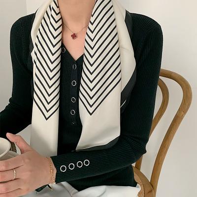 China Square Making Fashion Girls 70*70cm Polyester Silk Satin Classic Square Scarf For Elegant Women for sale