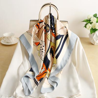 China Manufacture Multifunctional Wholesale Custom Design Silk Scarves Polyester Twill Satin Square Scarf For Elegant Women for sale