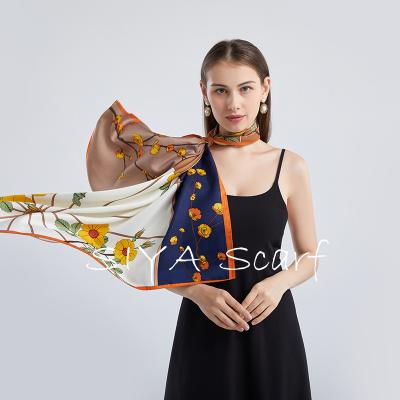 China Fashion Hot Classic Female Square Scarves 90*90cm Custom Square Sale Polyester Silk Scarf For Elegant Women for sale