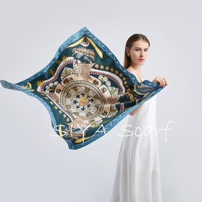 China Hotsale Multifunctional Silk Scarf Polyester Twill Smooth Female Square Scarf For Elegant Women for sale