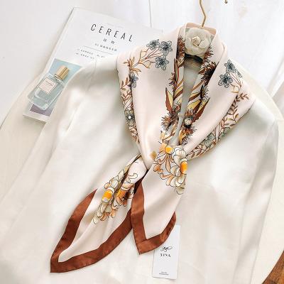 China Latest Square Scarf Polyester Twill Smooth Female Square 90*90cm Square Scarves Retro For Women for sale