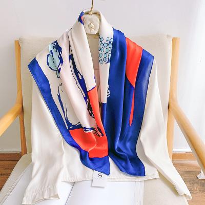 China Multifunctional wholesale high quality custom made satin women's scarf 90*90cm printed polyester square scarf for women for sale