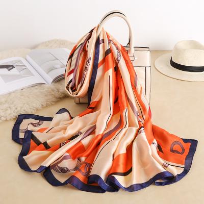 China Long 2021 New Polyester Custom Long Printing Tending Satin Scarf Silk Shawls For Women Scarves for sale