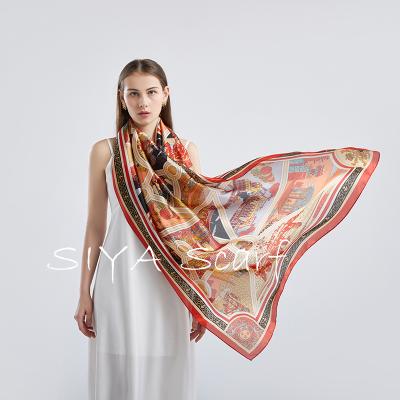 China Long 2021 Wholesale Newest Design Dragonfly Silk Scarf Polyester Satin Shawls For Women for sale