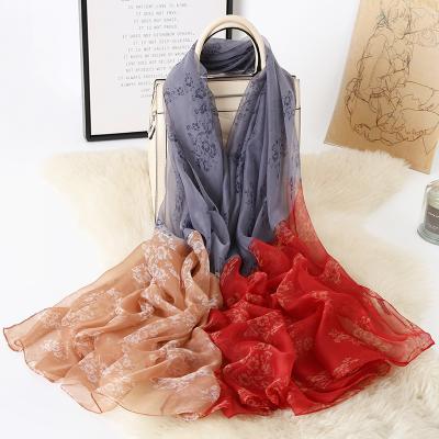 China Hot Selling Ladies Scarf Silk Chiffon Custom Scarf Printed Shawl Long Hijab For Women for sale