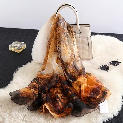 China Wholesale High Quality Custom Made Long Silk Scarf Printed Chiffon Scarf Shawls For Women for sale