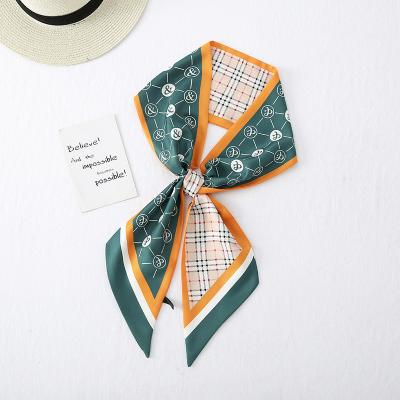 China Polyester hotsale handle bag ribbons polyester scarf women design print long scarf for ladies for sale