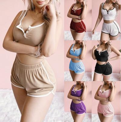 China QUICK DRY Contrast Color Two Piece Top Beach And Short Set Active Wear Sets Fitness Wear Women for sale