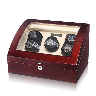 China Wooden Triple Rotors Orbit Automatic Watch Winder Safe Watch Winder Box With LED for sale