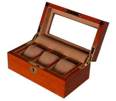 China Wooden Luxury Velvet Travel Watch Storage Case Cheap Watch Box With Lock for sale