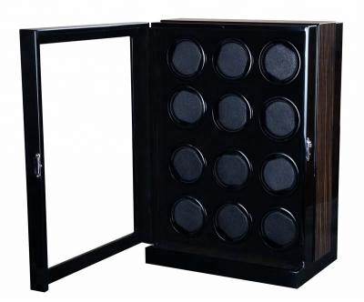 China China Wooden 12 Watches Winder Box With EMC Certificates LED Display Watch Winder Light Safe for sale