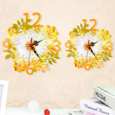 China T595 DIY Epoxy Resin Disposable Clock Cast Large And Small Flower Clock Homemade Material Silicone Mold for sale