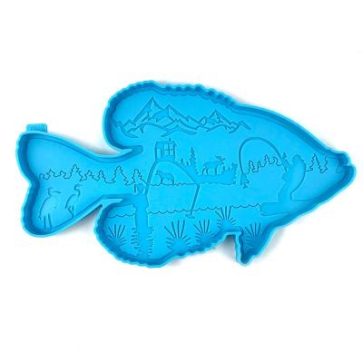 China T1649 Disposable Father's Day Fishing Pendant Epoxy Resin Mold DIY Fish Silicone Mold for sale