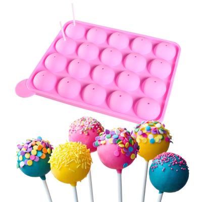 China Disposable Food Grade T40 Chocolate Lollipop Mold With 20 Hole Round Silicone Lollipop Mold for sale