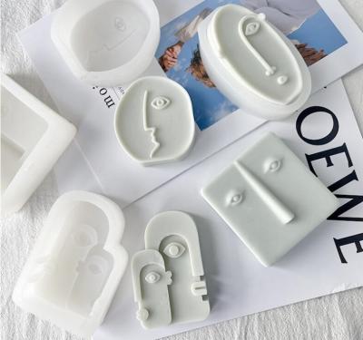 China Disposable Portrait T1842 Silicone Soap Mold Manual Irregular Abstract Face Scented Candle Silicone Mold for sale