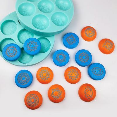 China T 455 Chakra Seven Disposable Round Silicone Mold Hemispherical Chocolate Pudding Cake Decorating Mold for sale