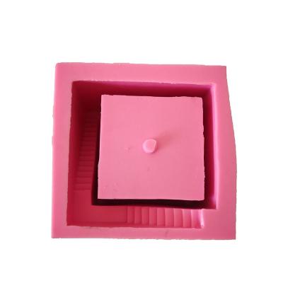 China T 416 DIY 3D Silicone Flower Pot Mold Disposable Stair Step Geometric Flowerpot Mold for sale