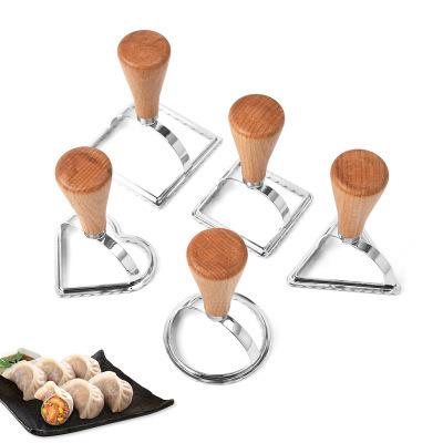 China T 256 Disposable Wooden Handle Stainless Steel Biscuit Mold Dumpling Mold Kitchen Baking Tool for sale