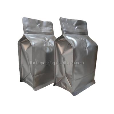 China Flat Bottom Moisture Proof Pouch With Zipper And Valve Flat Bottom Zipper Pouch Food Packaging Bags for sale