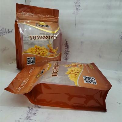 China Free Sample New Beans Packing Zipper Moisture Proof Pouch / Flat Bottom Zipper Pouch For Beans Pack With Clear Window for sale