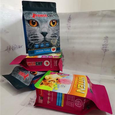 China Plastic Packaging Moisture Proof Resealable Laminated Pouch For Pet Food/Cat Food Zipper Pouch Flat Bottom Zipper Pouch for sale