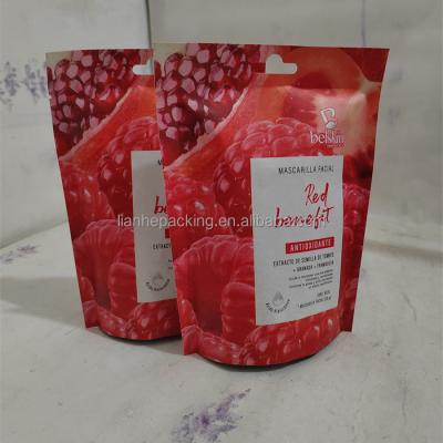 China Moisture Proof Paper Bag Facial Pouch Packaging Three Side Sealed Bags With Foil Inside for sale