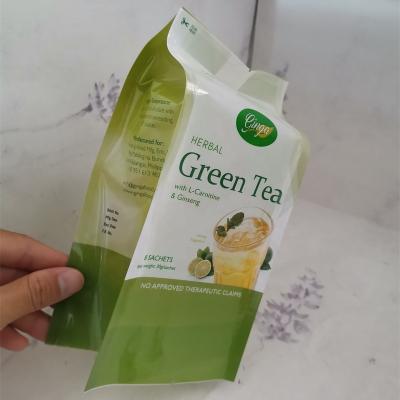 China Green Tea Moisture Proof Packing Side Gusset Bags For Small Sachets Pack Shiny Pet Pe Finish Green Tea Package Pouch Bag for sale