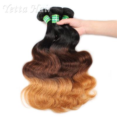 China Three Tone Natural European Remy Hair Extensions Double Drawn Weft for sale