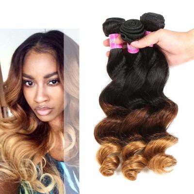 China Armadura floja peruana del pelo de Ombre del tono de las extensiones 3 del cabello humano de Ombre de la onda en venta