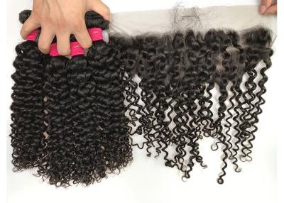 China Extensiones sin procesar crudas peruanas del pelo rizado de la armadura/de Jerry del cabello humano de la Virgen en venta