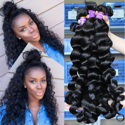 China Loose Wave Virgin Indian Human Hair Long Weave No Chemical 1B Grade for sale