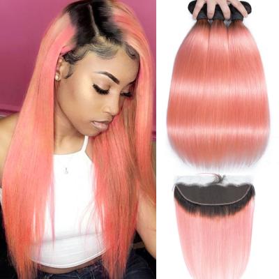 China El enredo de seda del grado 10A de Ombre de las extensiones delanteras rosadas del cabello humano libera en venta