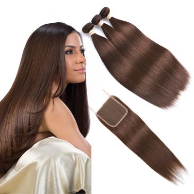 China Extensiones del cabello humano de Ombre del color de Brown/armadura del pelo recto con el cierre 4X4 en venta