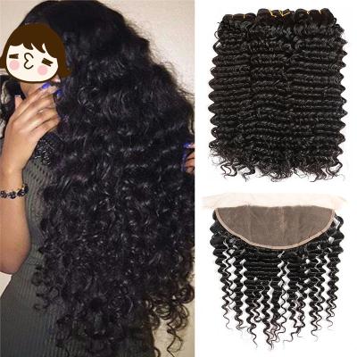 China Color natural 100% de las extensiones profundas malasias del pelo rizado de la Virgen ninguna sustancia química en venta