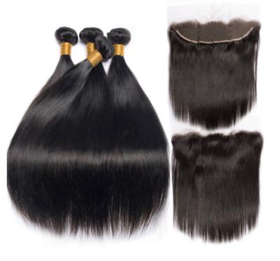 China 8''Indian Straight Bundles With Closure Virgin Hair Extensions Real Human Hair for sale