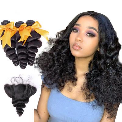 China 18 Inch Loose Wave Malaysian Hair Extensions / Virgin Hair Bundles With Lace Frontal for sale