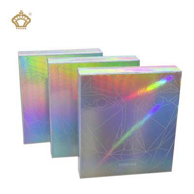 China Recyclable Custom Luxury Silver Holographic Paper Boxes Cardboard Cardboard Clothing Cosmetics Magnetic Paper Box Packaging for sale