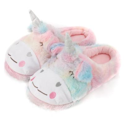 China New Design Creative Plush Anti-slippery Winter Warm Indoor Christmas Unicorn Slippers for sale