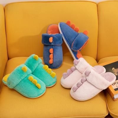 China New Fashion Anti-slippery Dinosaur Bedroom Cute Plush Slippers For Women for sale